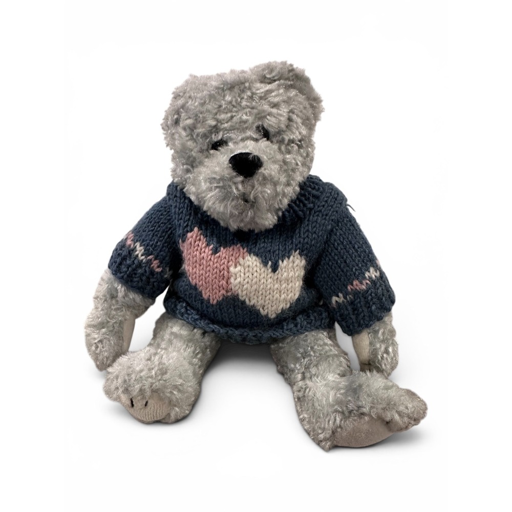Boyds Bears Floyd The Archive Series 1999‎ Grey Teddy Bear Blue Heart Sweater